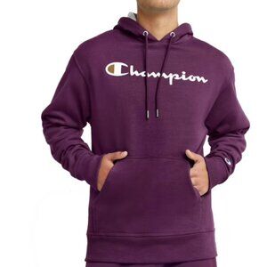 Champion Men's Logo Pullover Hoodie in Burgundy Size XL